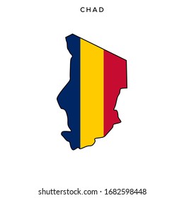 Map and Flag of Chad Vector Design Template with Editable Stroke