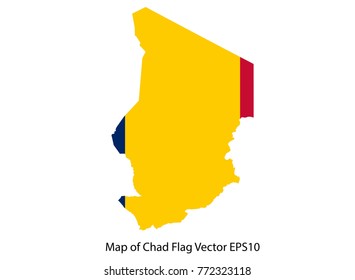 Map and flag Chad of Vector EPS10