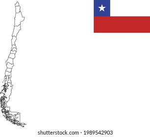 Map and flag of Chile