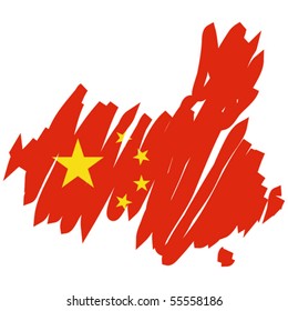 Map flag China, vector illustration.