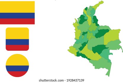 Map and flag of Colombia