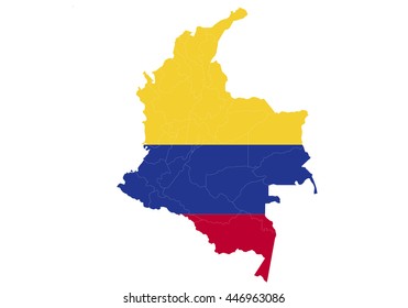 Map and flag of Colombia