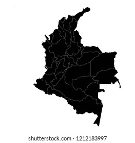 Map flag of Colombia black