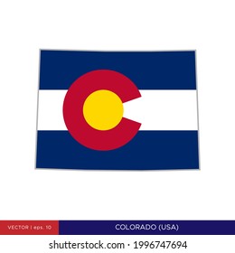 Map and Flag of Colorado (USA) Vector Illustration Design Template.