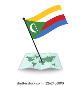 Map with flag of Comoros isolated on white. check in. map vector illustration, EPS10