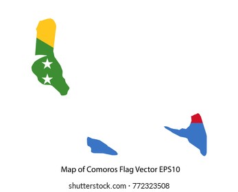 Map and flag Comoros of Vector EPS10