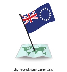 Map with flag of Cook Island isolated on white. check in. map vector illustration, eps10