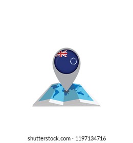 Map with flag of Cook Islands isolated