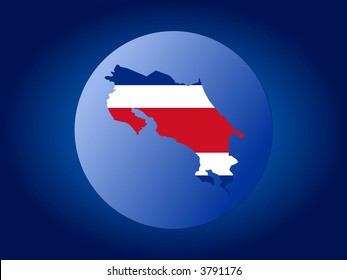 map and flag of Costa Rica globe illustration