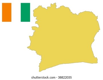 map and flag of Cote d'Ivoire