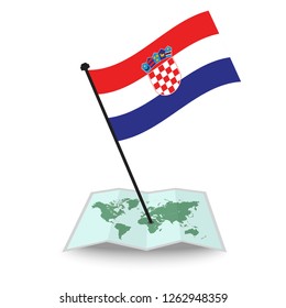 Map with flag of Croatia isolated on white. check in. map vector illustration, eps10