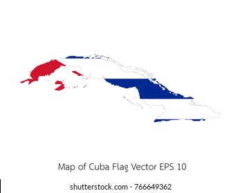 Map and flag Cuba of Vector EPS10