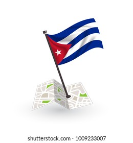 Map with flag of Cuban isolated on white. National flag for country of Cuban isolated, banner for your web site design logo, app, UI. check in. map Vector illustration, EPS10.