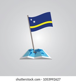 Map with flag of Curaaoisolated on white. National flag for country of Curaao isolated, banner for your web site design logo, app, UI. check in. map Vector illustration, EPS10.
