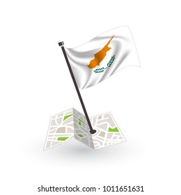 Map with flag of Cyprus isolated on white. National flag for country of Cyprus isolated, banner for your web site design logo, app, UI. check in. map Vector illustration, EPS10.