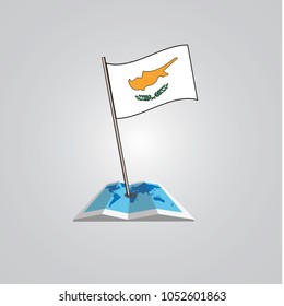 Map with flag of Cyprus isolated on white. National flag for country of Cyprus isolated, banner for your web site design logo, app, UI. check in. map Vector illustration, EPS10.