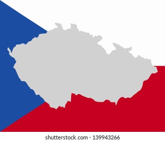 Map and flag of Czech Republic