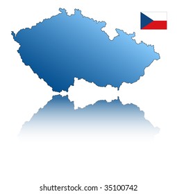map and flag of Czech Republic