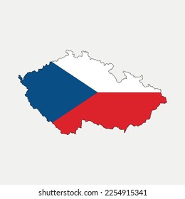 Map and flag of Czech Republic country outline silhouette vector illustration
