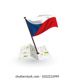 Map with flag of Czech Republic isolated on white. National flag for country of Czech Republic isolated, banner for your web site design logo, app, UI. check in. map Vector illustration, EPS10.