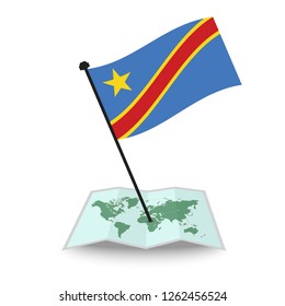 Map with flag of Democratic Republic of the Congo isolated on white. check in. map vector illustration, EPS10