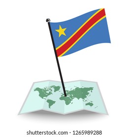 Map with flag of Democratic Republic of the Congo isolated on white. check in. map vector illustration, eps10