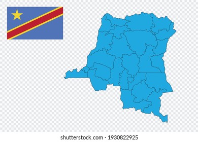 Mapa y bandera de la República Democrática del Congo