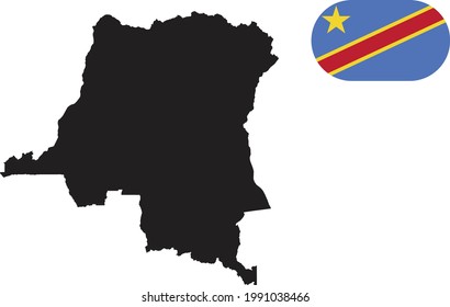 Map and flag of Democratic Republic of the Congo