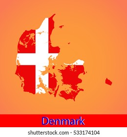 Map and flag of Denmark
