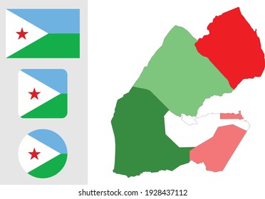 Mapa y bandera de Djibouti