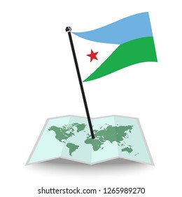 Map with flag of Djibouti isolated on white. check in. map vector illustration, eps10