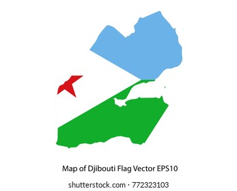 Map and flag Djibouti of Vector EPS10