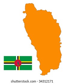 map and flag of Dominica