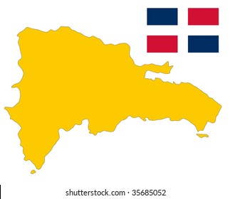 map and flag of Dominican Republic