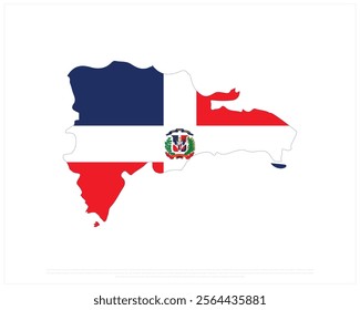 Map flag of DOMINICAN REPUBLIC on a white background, Editable Vector illustration of DOMINICAN REPUBLIC flag, National Day design, Map of Dominican Republic flat design