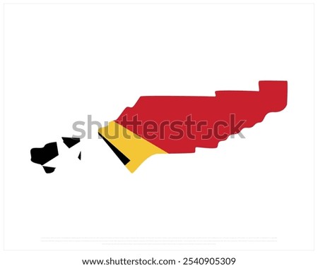 Map flag of East Timor on a white background, Independence Day of East Timor, East Timor, Editable Vector illustration of East Timor flag, National Day design