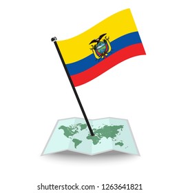 Map with flag of Ecuador isolated on white. check in. map vector illustration, eps10