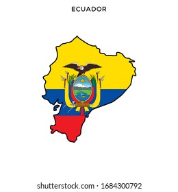 Map and Flag of Ecuador Vector Design Template with Editable Stroke