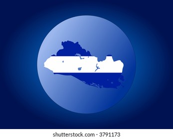 map and flag of El Salvador globe illustration