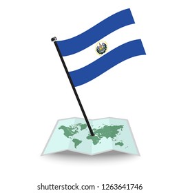 Map with flag of El Salvador isolated on white. check in. map vector illustration, eps10