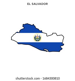 Map and Flag of El Salvador Vector Design Template with Editable Stroke