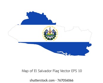 Map and flag El Salvador of Vector EPS10