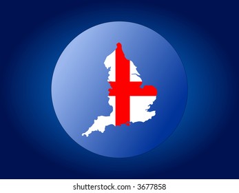 map and flag of England globe illustration
