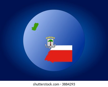 map and flag of Equatorial Guinea globe illustration
