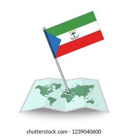 Map with flag of Equatorial Guinea isolated on white.