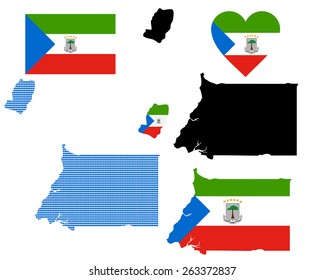 map and flag of Equatorial Guinea symbol on a white background