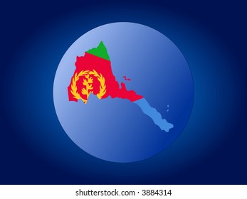 mapa y pabellón de la ilustración de Eritrea en el mundo