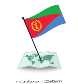 Map with flag of Eritrea isolated on white. check in. map vector illustration, EPS10