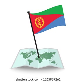 Map with flag of Eritrea isolated on white. check in. map vector illustration, eps10