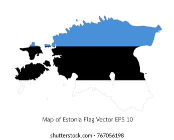 Map and flag Estonia of Vector EPS10